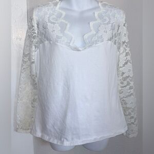 Ambiance white T-shirt Lace Sleeves women 1XL